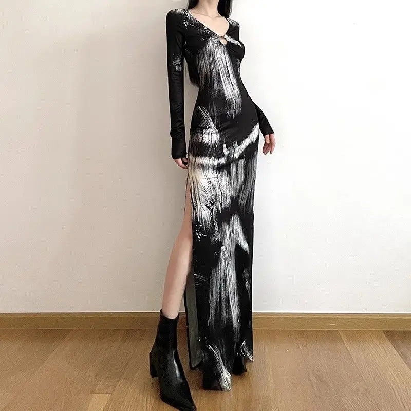 NovaInk Slit Elegance Dress