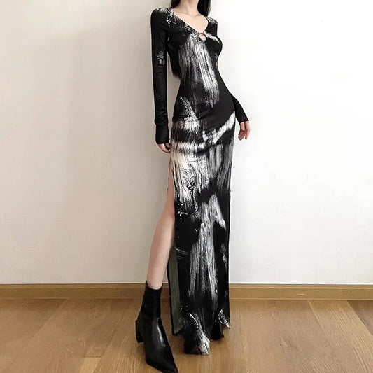 NovaInk Slit Elegance Dress